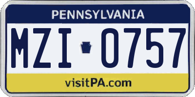 PA license plate MZI0757