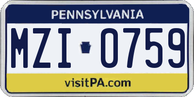 PA license plate MZI0759