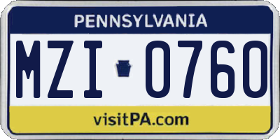 PA license plate MZI0760