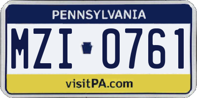 PA license plate MZI0761