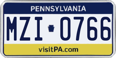 PA license plate MZI0766