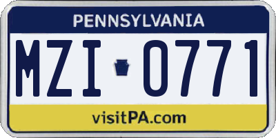 PA license plate MZI0771