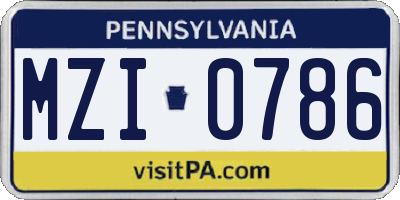 PA license plate MZI0786
