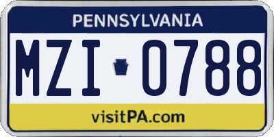 PA license plate MZI0788