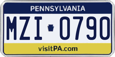 PA license plate MZI0790