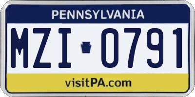PA license plate MZI0791