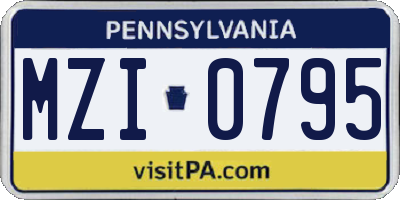 PA license plate MZI0795