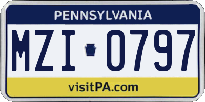 PA license plate MZI0797