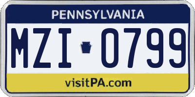 PA license plate MZI0799
