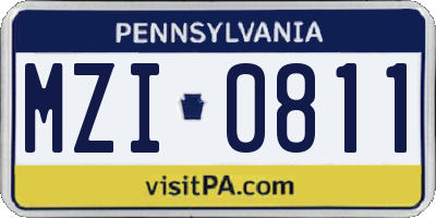 PA license plate MZI0811