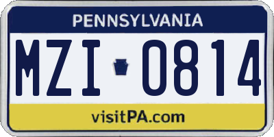 PA license plate MZI0814