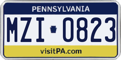 PA license plate MZI0823