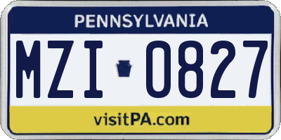 PA license plate MZI0827
