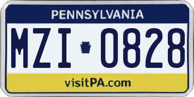 PA license plate MZI0828