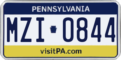 PA license plate MZI0844