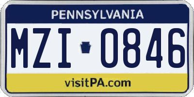 PA license plate MZI0846