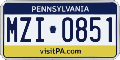 PA license plate MZI0851