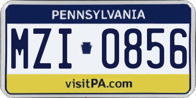 PA license plate MZI0856