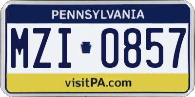 PA license plate MZI0857