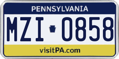 PA license plate MZI0858