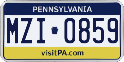 PA license plate MZI0859