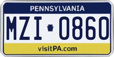 PA license plate MZI0860