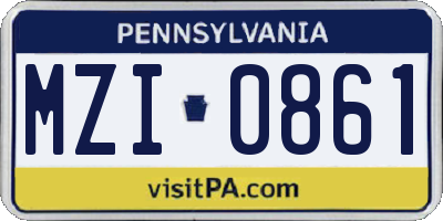 PA license plate MZI0861