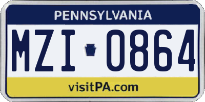 PA license plate MZI0864