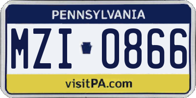 PA license plate MZI0866