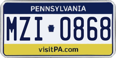 PA license plate MZI0868