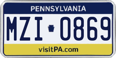 PA license plate MZI0869