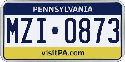 PA license plate MZI0873
