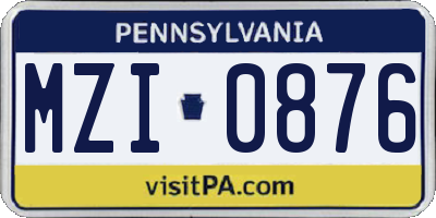 PA license plate MZI0876