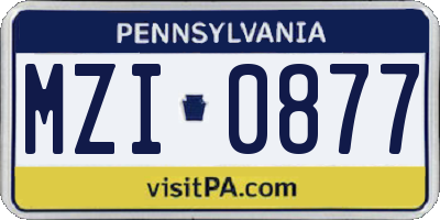 PA license plate MZI0877