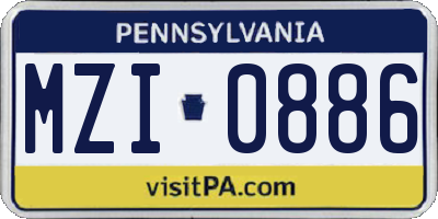 PA license plate MZI0886