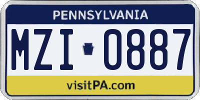PA license plate MZI0887