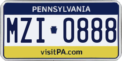 PA license plate MZI0888