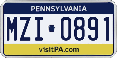 PA license plate MZI0891
