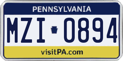 PA license plate MZI0894