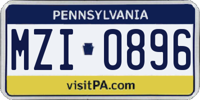 PA license plate MZI0896