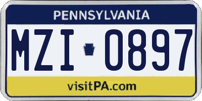PA license plate MZI0897
