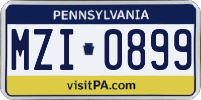 PA license plate MZI0899