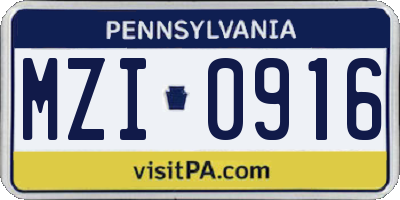 PA license plate MZI0916