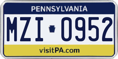 PA license plate MZI0952