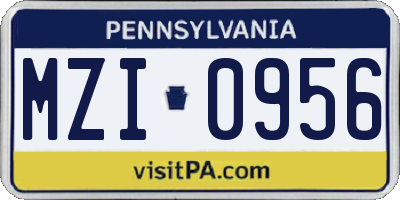 PA license plate MZI0956