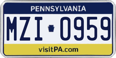 PA license plate MZI0959