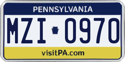 PA license plate MZI0970