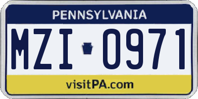PA license plate MZI0971