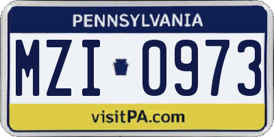 PA license plate MZI0973
