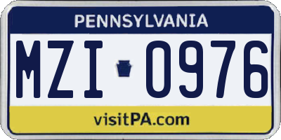 PA license plate MZI0976